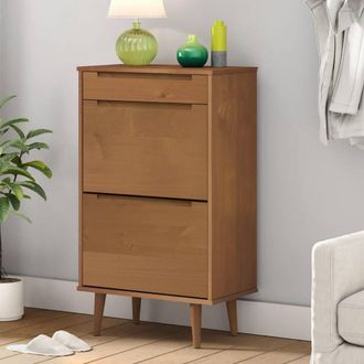 Berkfield Home Shoe Cabinet MOLDE Brown 59.5x35x103 cm Solid Wood Pine