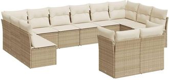 vidaXL Set De Sof&aacute;s De Jard&iacute;n 12 Pzas Y Cojines Rat&aacute;n Sint&eacute;tico Marr&oacute;n Vidaxl