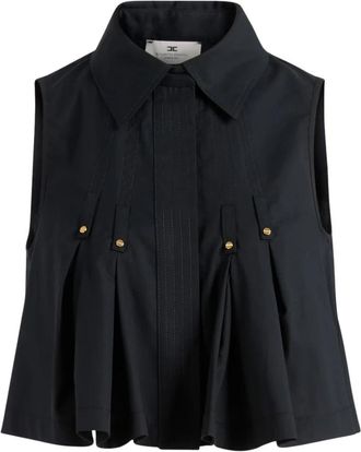 Elisabetta Franchi Georgette Jacquard Shirt - Dames - Overhemden - Zwart - S - Overhemden