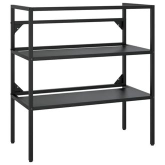 Berkfield Home Elegant Bathroom Washbasin Frame with Built-in Basin Black Iron