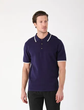 Glyder Elite Sweater Polo in Navy/oatmilk at Nordstrom, Size Xx-Large
