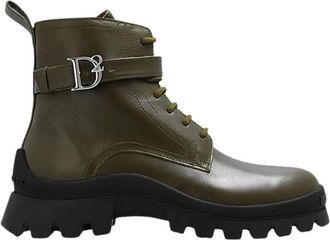 Dsquared2 Rider Combat Hiking Boots - Dames - Veterlaarzen - Groen - 39 EU - Leer - Schoenen