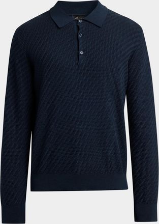 Brioni Men & apos;s Cotton and Cashmere Jacquard Polo Sweater
