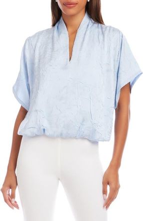 Karen Kane Crushed Satin V-Neck Top in Light Blue at Nordstrom, Size X-Large