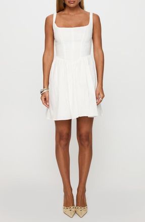 Princess Polly Martie Stretch Cotton Fit & Flare Minidress in White at Nordstrom, Size 4