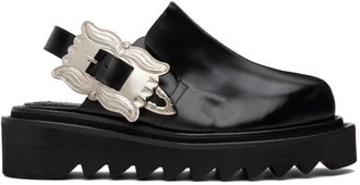 Toga Archives Black Square Buckle Sabot Loafers