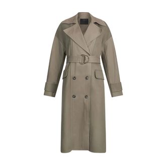 Liu Jo Jassen, Dames, Grijs, XS, Wol, Double-breasted wollen trenchcoat