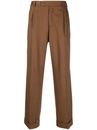 Pantaloni Torino feather-detail tailored trousers - Brown