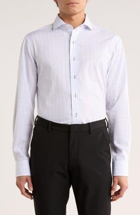 Lorenzo Uomo Trim Fit Check Cotton Dress Shirt in White/Blue/Pink at Nordstrom Rack, Size 14.5 - 32