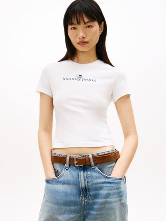 Tommy Jeans Kurzarmshirt TOMMY JEANS TJW 2PACK SLIM ESS LOGO 1 TEE, Damen, Gr. XL (42), ecru, schwarz, Single Jersey, Obermaterial: 100% Baumwolle, slim fit, Shir