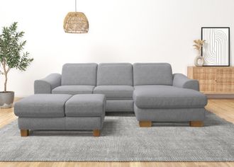 HOME AFFAIRE Ecksofa »Dundee L-Form« wahlweise mit Kopfteilverstellung und zusätzlich mit Bettfunktion