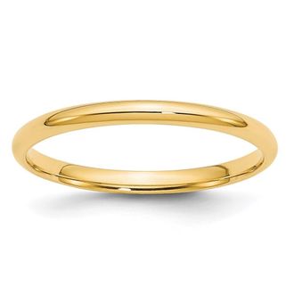 Diamond2Deal 14k Yellow Gold 2mm Lightweight Comfort Fit Wedding Band Ring
