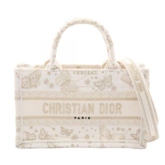 Dior White Canvas Handbag Tote Bag (Pre-Owned)