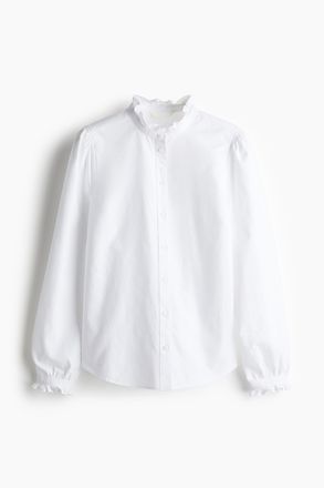 H&M Oxford-Bluse mit Volants - White