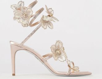 Rene Caovilla Sandalo in raso con fiori e strass