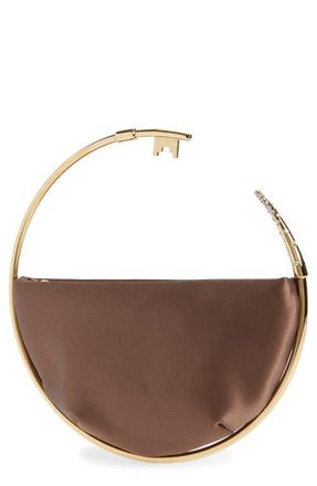 L'Alingi Key Eternity Satin Clutch in Chocolate Brown at Nordstrom