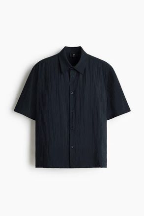 H&M Relaxed Fit Shirt in Black at Nordstrom, Size Xx-Large