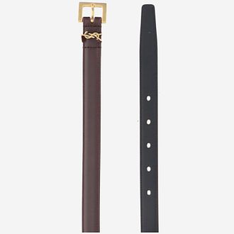 Saint Laurent Womens Leather Belt Cassandre Tan Calfskin