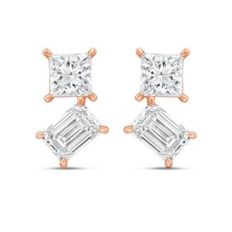 Diana M. Jewels 14K RG Gold 2 Stone Earrings 3.00 Ct Tw
