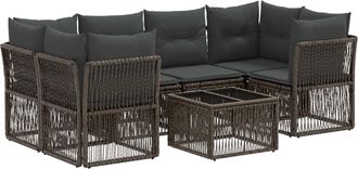 vidaXL Conjunto De Sof&aacute;s De Jard&iacute;n 7 Uds. Gris Rat&aacute;n Sint&eacute;tico Vidaxl