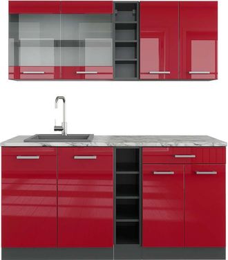 Vicco Cocina Vers&aacute;til R-line, Burdeos Brillo Intenso/antracita, 160 Cm, Et M&aacute;rmol