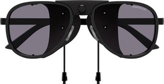 Montblanc Black Linea Extreme Metal Square Sunglasses