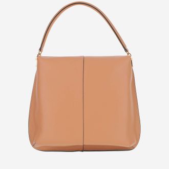 Tod's Womens Large Leather T Case Hobo Bag Beige Shoulder