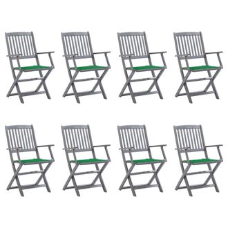 vidaXL Plegado Sillas Exteriores 8 Piezas Con Almohadillas Masivas De Acacia
