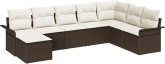 vidaXL Garden Sofa Set with Cushion 8 pcs Brown Poly rattan Vidaxl