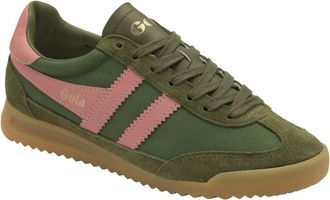 Gola Womens Tornado Sneakers In Military Green/coral Pink