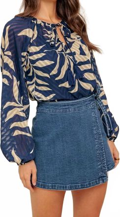 Flying Tomato Midnight Walk Woven Top In Navy