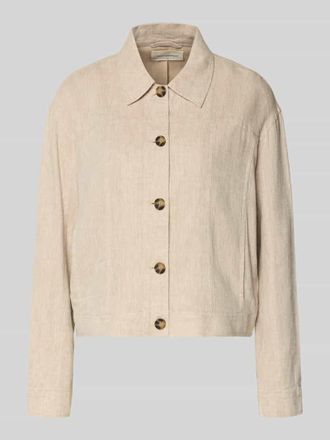 Moss Copenhagen Jacke aus Leinen-Mix mit Kentkragen Modell Viana Ginia in Beige, Gr&ouml;&szlig;e XL