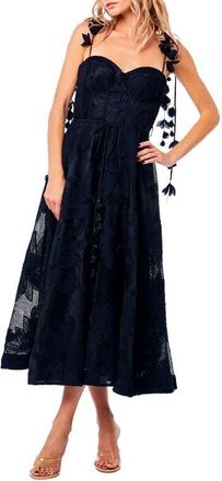 Ciebon Emilia Bustier Lace Midi Cocktail Dress in Black at Nordstrom, Size X-Large