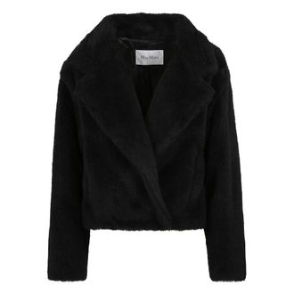 Max Mara Winter Jackets, female, Black, Size: S Long Sleeve Black Jacket with Front Snap Closure