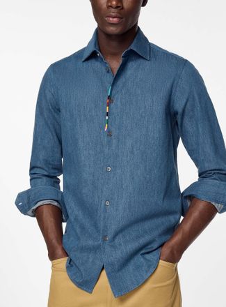 Paul Smith Mens Embroidered colours flowy twill shirt