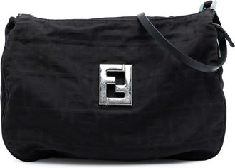 Fendi Womens Pre-owned Zucca Canvas Shoulder Bag - Black Textile - One Size