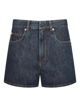 Fendi logo-patch denim shorts - Blauw