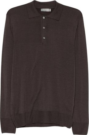 Canali Travel Wool Knit Polo - Heren - Polos - Bruin - XL - Wol - Tops
