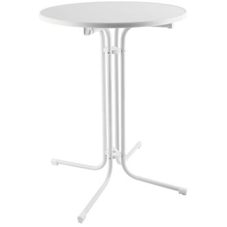 TecTake Mesa alta redonda, plegable, con funda, 90x110 cm, blanco
