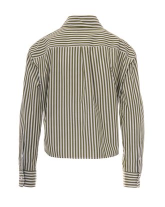 Max Mara Womens Shirt Panetto Pistachio Stripe Stripe-Off White Cotton Stripe/off