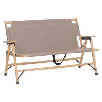 Hhg Banco De Camping De Bamb&uacute; Hhg-891, Banco De Exterior, Banco De Picnic, Banco De Jard&iacute;n, Plegable, Asa De Transporte, Tela/tejido, 117 Cm, Color Crema