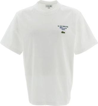 Lacoste T-shirt in jersey con stampa tennis e ricamo - - Tops - Uomo - Bianco - S