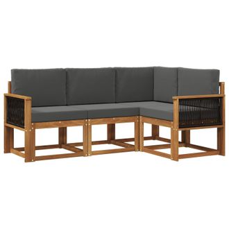 vidaXL Conjunto De Sof&aacute;s De Exterior 4 Pcs Natural Y Antracita Vidaxl