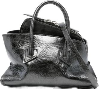 The Attico Zwarte Handtas met Driehoek Detail en Handvatten - Dames - Handtassen - Zwart - ONE Size - Leer - Tassen
