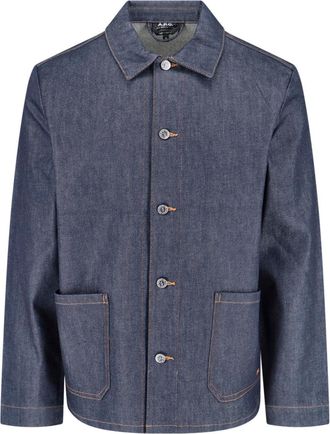 A.P.C. Classic Blue Denim Jacket with Curved Hem
