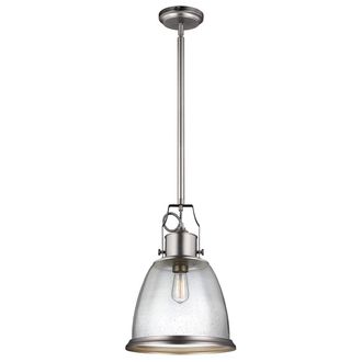 Netlighting Hobson 1 Light Large Dome Ceiling Pendant Satin Nickel E27 in Grey