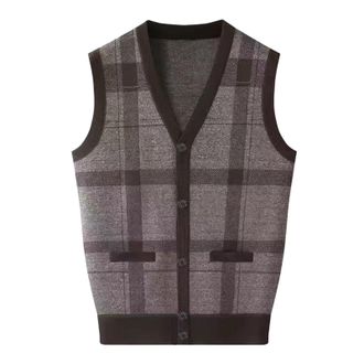 Generic Sleeveles Jumper Men V Neck - Mens Knitted Sleeveless Cardigan with Pockets Buttons Plus Size Tank Tops Knitted Warm Casual Fall Winter Comfort Sweate