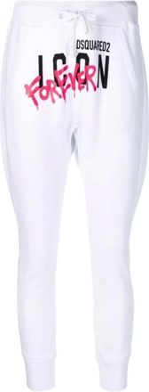 Dsquared2 Comfortabele en stijlvolle joggingbroek met iconisch logo - Dames - Broeken - Wit - Maat: XS Katoen
