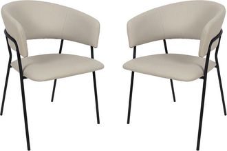 Manhattan Comfort Set Of 2 Slate Metal Vegan Leather Armchairs