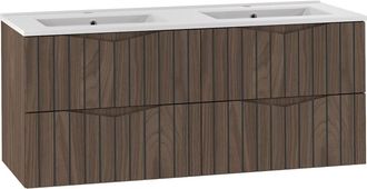 Petits Meubles Mueble lavabo encastrado estratificado marrón negro